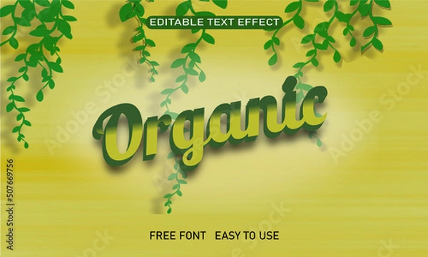 Fototapeta Editable organic 3d text effect