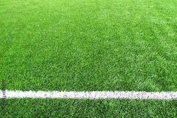 Fototapeta Soccer football field stadium grass line ball background texture