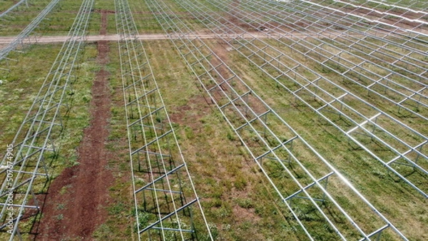 Fototapeta Solar panel mounting structure installation