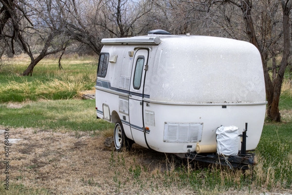 Fototapeta Casita RV Camper Trailer Parked in Wyoming