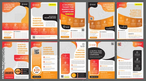 Fototapeta OrangerTen Flyer Bundler - 10 templates of a4 flyer template and modern design, perfect for creative professional business in orange color