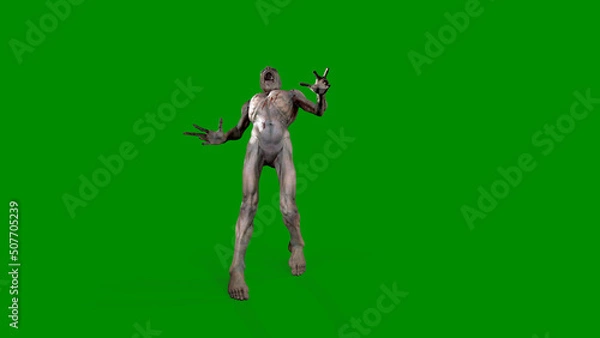 Fototapeta Fantasy character Zombie Undead in epic pose - 3D render on isolated background