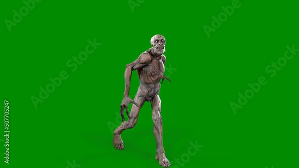 Fototapeta Fantasy character Zombie Undead in epic pose - 3D render on isolated background