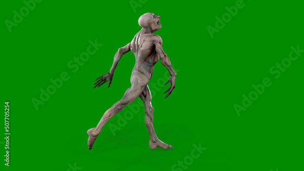 Fototapeta Fantasy character Zombie Undead in epic pose - 3D render on isolated background