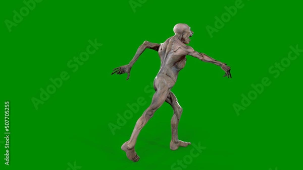 Fototapeta Fantasy character Zombie Undead in epic pose - 3D render on isolated background