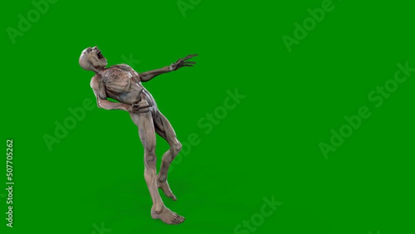 Fototapeta Fantasy character Zombie Undead in epic pose - 3D render on isolated background