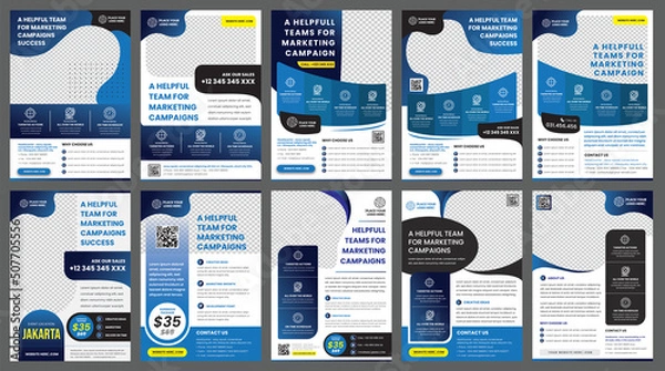 Fototapeta BlueTen Flyer Bundler - 10 templates of a4 flyer template and modern design, perfect for creative professional business in orange color