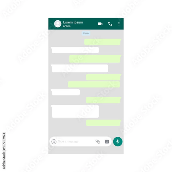 Obraz App message chat vector illustration, application mockup social media background design