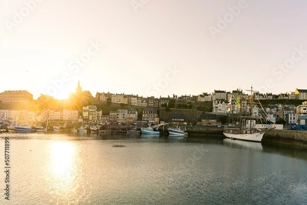 Obraz The harbor roadstead of the city of Granville in Europe, France, Normandy, Manche, in spring, on a sunny day.