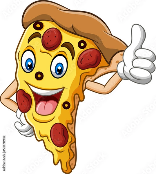 Obraz Cartoon pizza giving thumb up