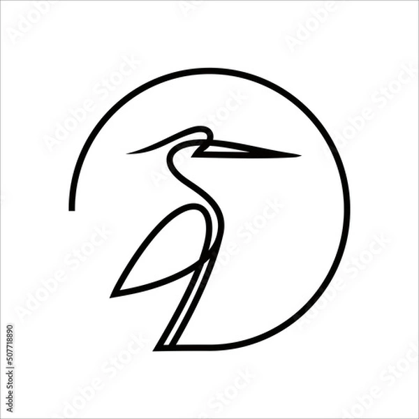 Obraz Outline  Heron Bird Logo Design Vector Template Illustrations