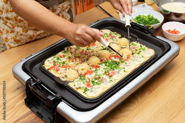 Fototapeta たこ焼き　ホットプレートでホームパーティー