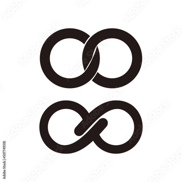 Obraz Infinity icon. Two locked circles vector illustration. Link icon.