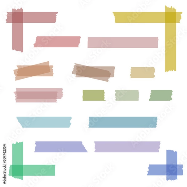 Fototapeta 문구 콜라주 요소 테이프 세트