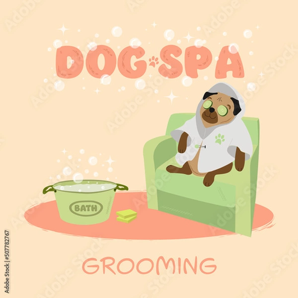 Obraz illustration with dog for grooming salon.