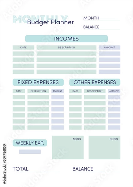 Obraz monthly budget planner