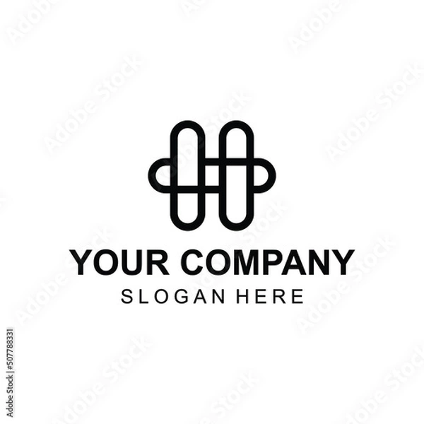 Fototapeta Creative linear letter H logo design vector