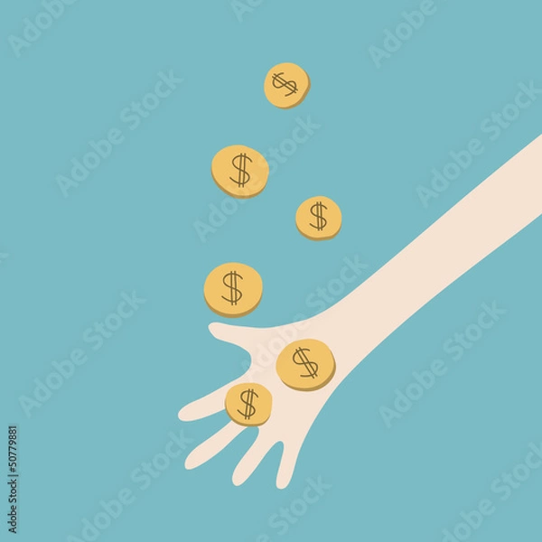 Obraz A hand catching falling coin