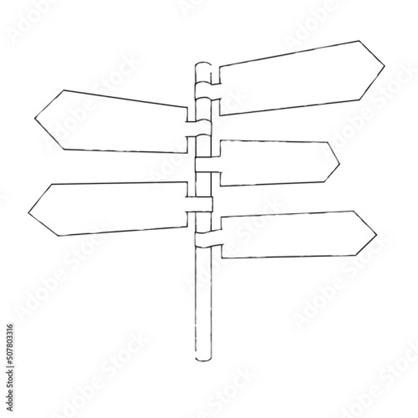 Fototapeta Five pointer direction. Hand drawn sketch style. Vector illustration