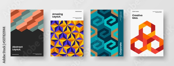Fototapeta Fresh mosaic tiles booklet concept collection. Amazing postcard A4 vector design illustration composition.