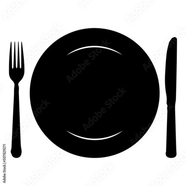 Fototapeta Cutlery silhouette. Restaurant vector icon. Flat design.