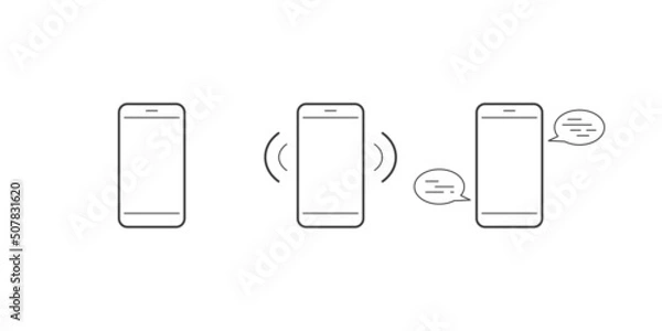 Obraz Phone icon vector. Line smartphone symbol, Phone with speech bubbles. Vector illustration.