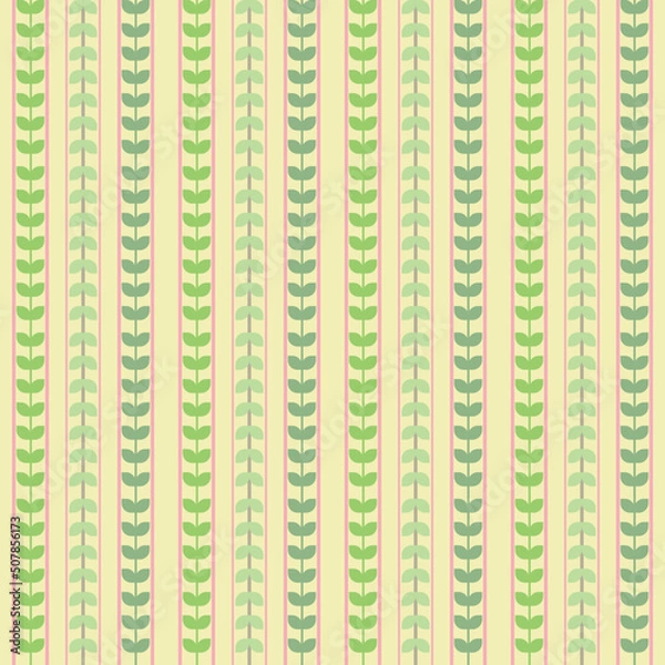 Fototapeta Seamless stripes with vines on pastel background.