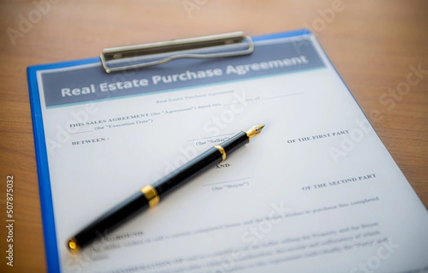 Fototapeta Lease/Lease Agreement Documents with and Highlighted Text Pens