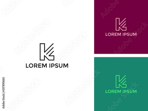 Fototapeta ILLUSTRATION LETTER K LINE LOGO ICON DESIGN VECTOR
