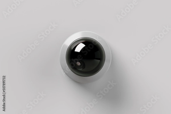 Obraz Home or outdoor security camera isolated on white wall or ceiling. Video surveillance system. 3d render