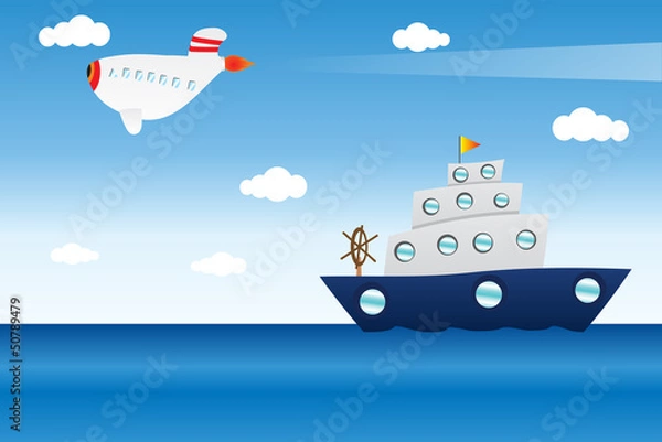 Obraz Childish boat and plane