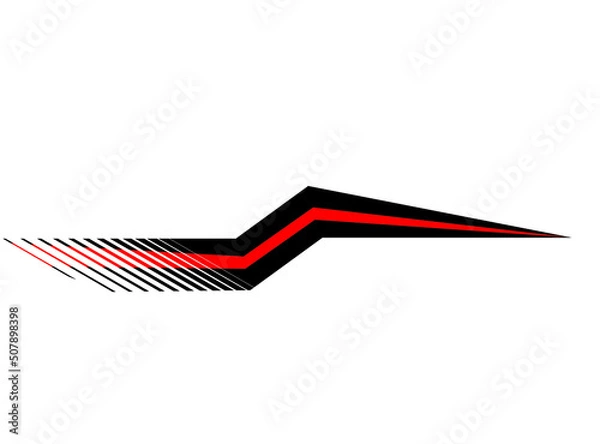 Fototapeta Abstract striped arrow for a sports car, boat, moto. Vehicle sticker. Striped pattern. Vector striped background