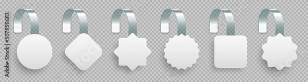 Fototapeta Blank supermarket promotional wobblers. Realistic vector wobbler template for shelf advertising. Sale or discount label. Special offer price tag.