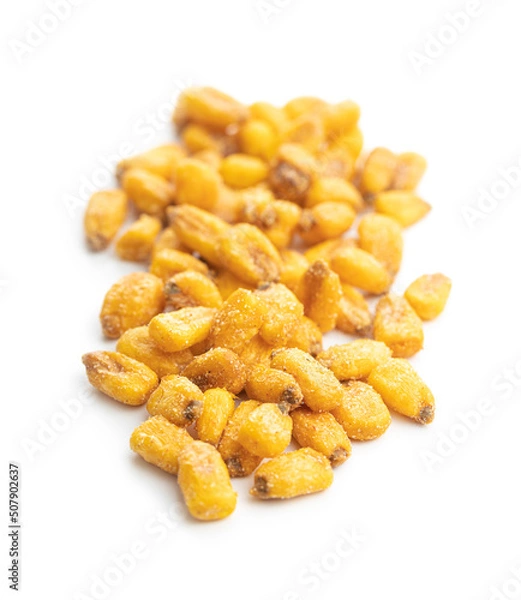 Fototapeta Roasted salted corn snack isolated on white background.