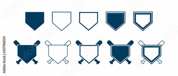Obraz Baseball Home Plate Vector Icon. Crossed baseball. Vector Template Design. Silhouette. Playing. Home base. Sport.