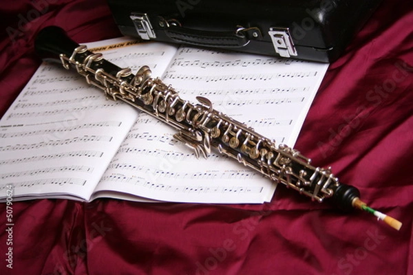 Obraz Oboe auf Notenheft