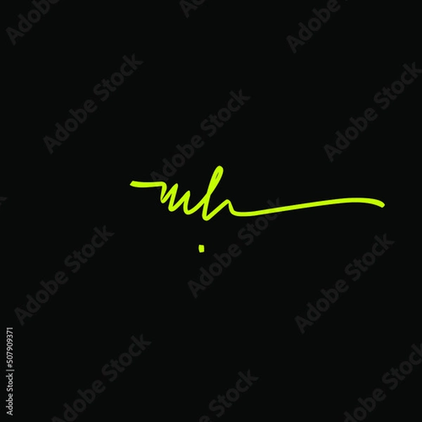 Fototapeta mh initial logo handwriting template vector
