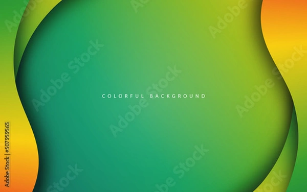 Fototapeta Abstract overlap layer wave shape green gradient background