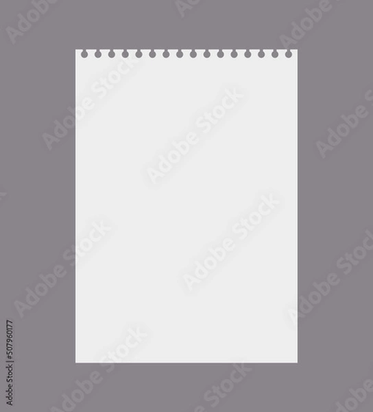 Obraz Blank and empty notebook piece for notes and memos, realistic vector illustration isolated on gray background.