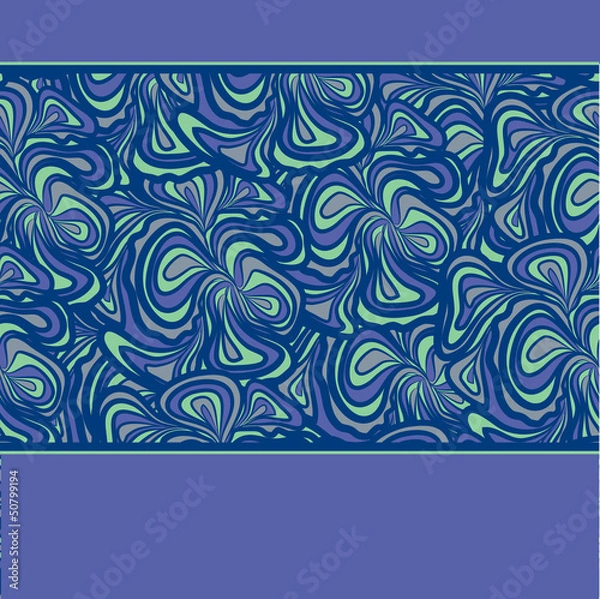 Fototapeta Blue background with wide ornamental stripe