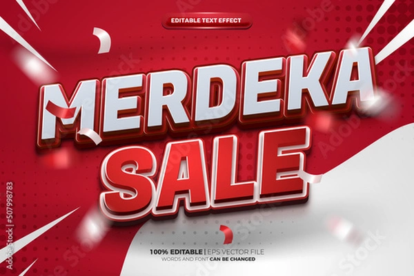 Fototapeta indonesia merdeka sale red white 3d Editable text Effect Style