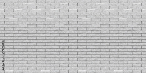 Obraz Brick grey wall seamless pattern background. Gray, white, light brick wall vector texture pattern illustration. Horizontal seamless grey brick texture background.