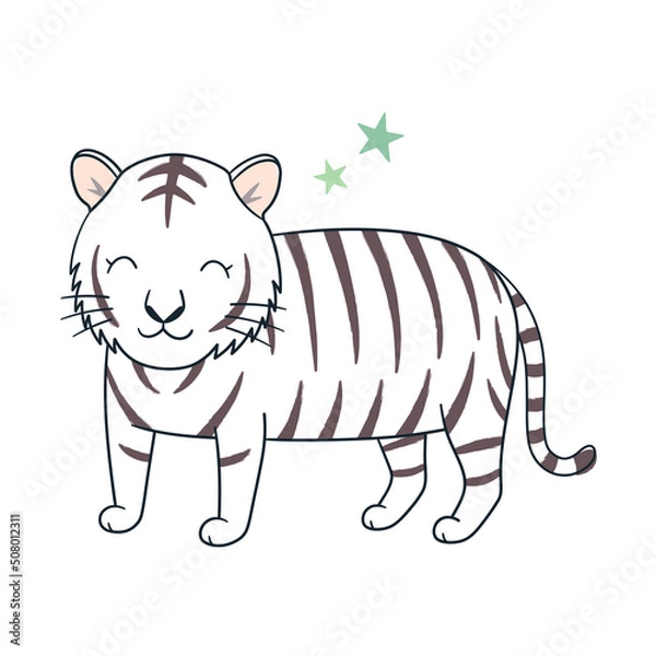 Obraz 微笑む白い雌の虎と星