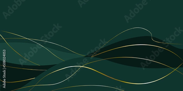 Obraz Green dunes with gold lines. Gold threads on a green background
