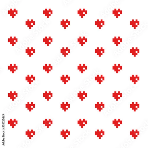 Fototapeta Geek valentine's day pixel hearts seamless pattern background.
