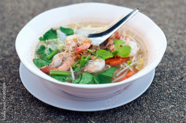 Fototapeta Thai Clear Noodle Soup with Shrimps