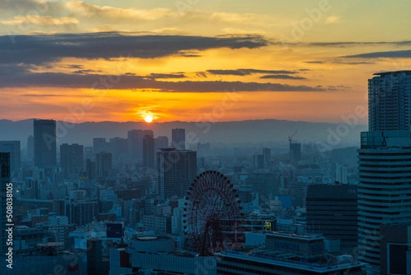 Obraz 大阪夜景,インターコンチネンタルホテル大阪から眺める夜明け(大阪府大阪市北区大深町)