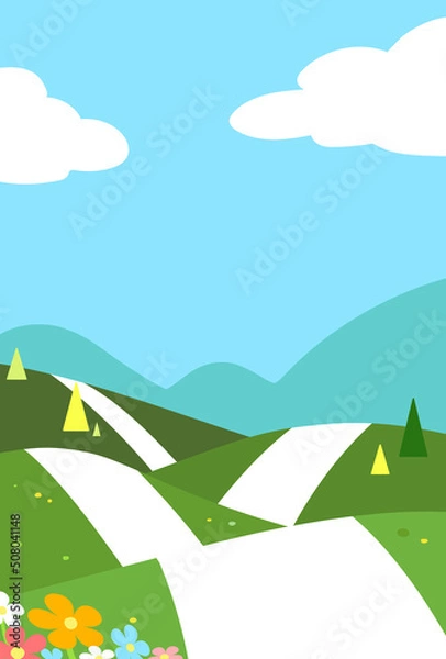 Fototapeta 背景イラスト_山の風景