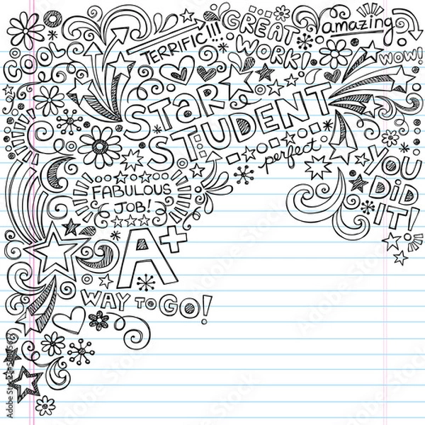Obraz Star Honors Student Scribble Inky Notebook Doodles Vector