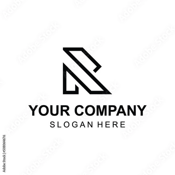 Fototapeta Creative abstract letter R linear style logo vector